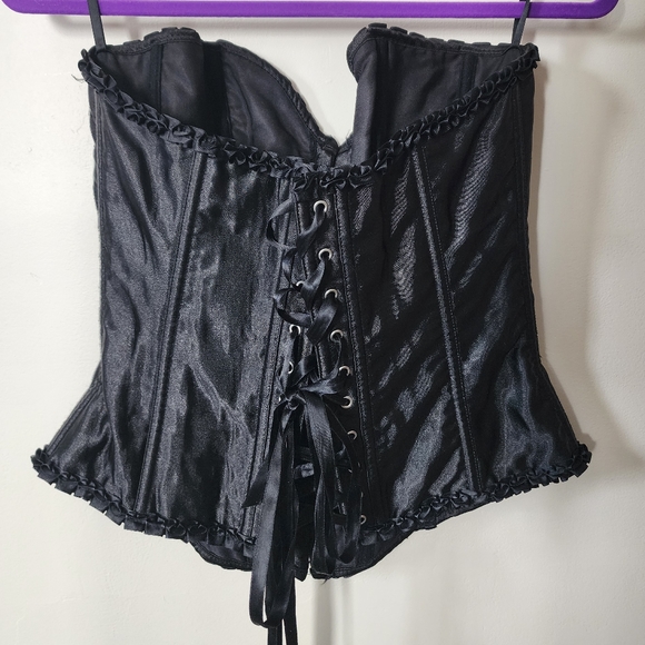 Black Living Dead Souls Satin Lace Up Corset XL - Picture 4 of 7